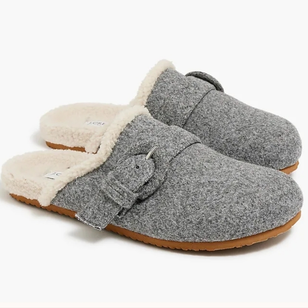 J.Crew Factory Buckle Clog Slipper Shoe Size 9 Womens Grey